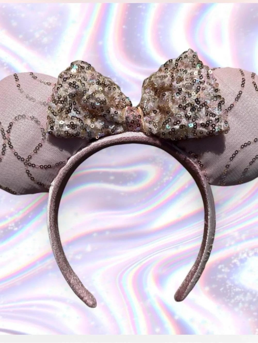 Disney Rose Gold Sequin Bow Headband